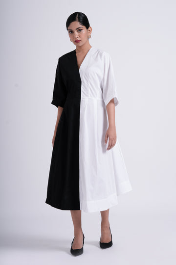 Split-hue dress - Salt and pepper